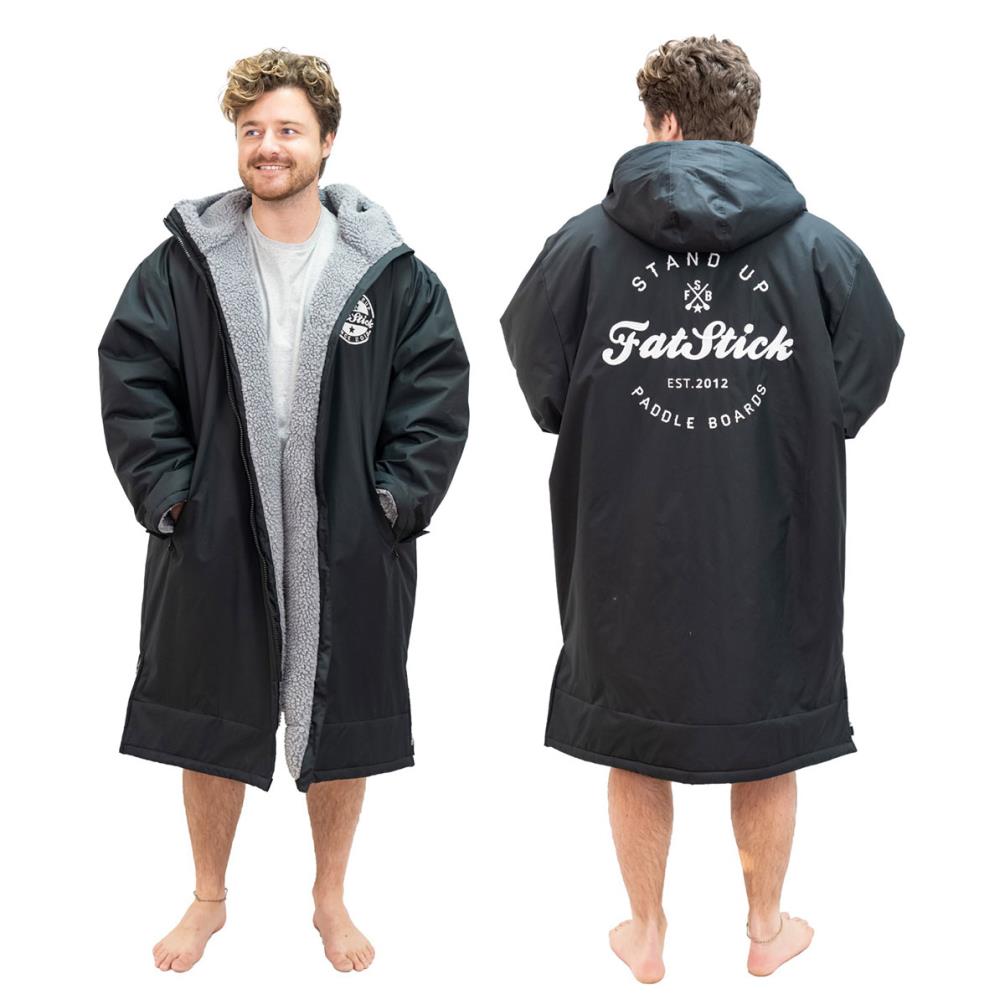 FatStick Weatherproof Fleeced Dry Changing Robe - Black Extra Image 1